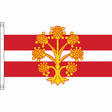 Westmorland county flag with gold tree over two red horizontal bands on white, 5ft x 3ft