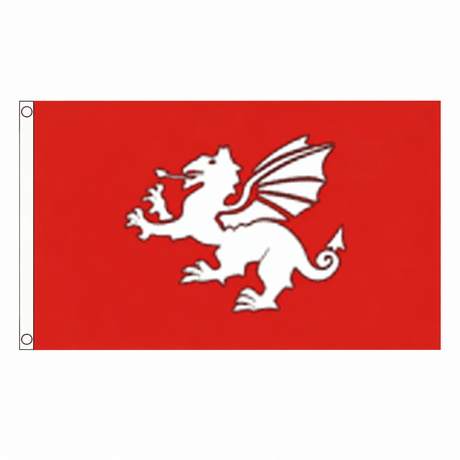 English White Dragon C Flag – 5ft x 3ft centred on white background