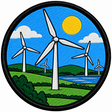 Wind Turbines Renewable Energy 80mm embroidered patch
