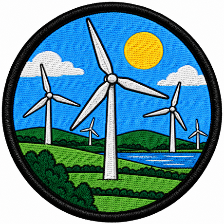 Wind Turbines Renewable Energy 80mm embroidered patch