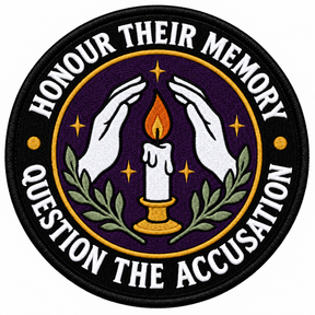 Honour Their Memory 80mm circular embroidered patch with white lettering