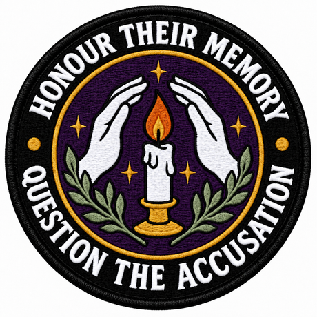 Honour Their Memory 80mm circular embroidered patch with white lettering
