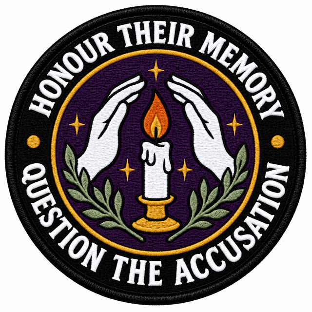 Honour Their Memory 80mm circular embroidered patch with white lettering