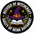Guilty of Being Different 80mm circular embroidered patch with white lettering