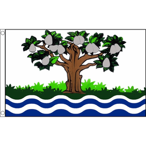 Worcestershire Old flag with pear tree and blue and white waves, 5ft x 3ft