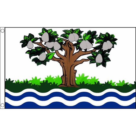 Worcestershire Old flag with pear tree and blue and white waves, 5ft x 3ft