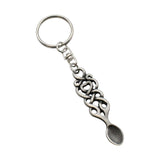 Interconnected Celtic knotwork pewter lovespoon keyring