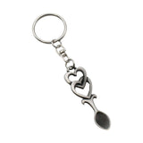 Twin heart lovespoon pewter keyring