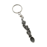 Trailing daffodils and hearts pewter lovespoon keyring