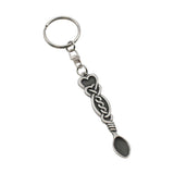 Love heart sitting atop vine Welsh lovespoon pewter keyring