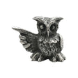 English-made pewter owl with one outstretched wing figurine, front view
