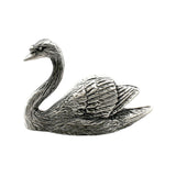 English-made pewter swan ornament – left-facing side view