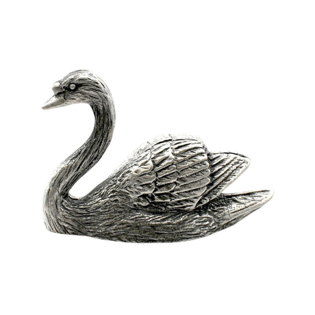 English-made pewter swan ornament – left-facing side view
