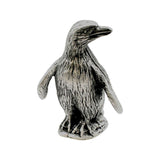 English-made pewter penguin figurine ornament front view, standing with flippers extended