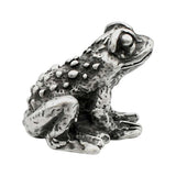 English-made pewter toad figurine ornament, opposite side view displaying detailed bumps, legs and feet
