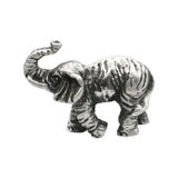 English-made pewter African elephant figurine ornament with raised trunk – first side view