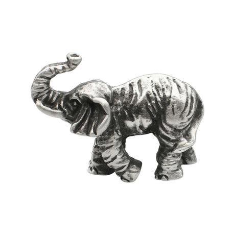 English-made pewter African elephant figurine ornament with raised trunk – first side view