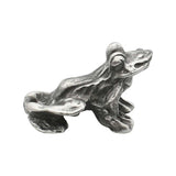 English-made small pewter frog figurine ornament – opposite side view showing the body and webbed feet