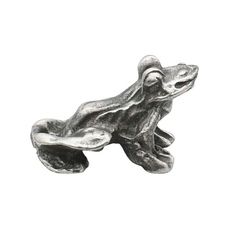 English-made small pewter frog figurine ornament – opposite side view showing the body and webbed feet
