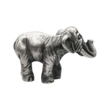 English-made pewter Asian elephant figurine ornament, opposite side view showing raised trunk and textured legs