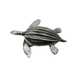 English-made pewter sea turtle ornament with ridged shell, four detailed flippers and tail, first view