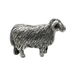 English-made pewter ram figurine ornament, standing ram with curled horns and sculpted fleece, first side