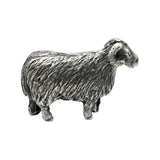 English-made pewter ram figurine ornament, standing ram with curled horns and sculpted fleece, first side