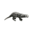English-made pewter otter figurine ornament in walking pose showing long tail and textured fur, first side