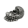 English-made pewter hedgehog with blanket ornament, curled hedgehog with textured spines and folded blanket, first angle
