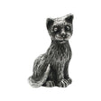 English made pewter Large Cat figurine ornament – seated cat front view XCSORN065