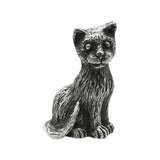 English made pewter Large Cat figurine ornament – seated cat front view XCSORN065