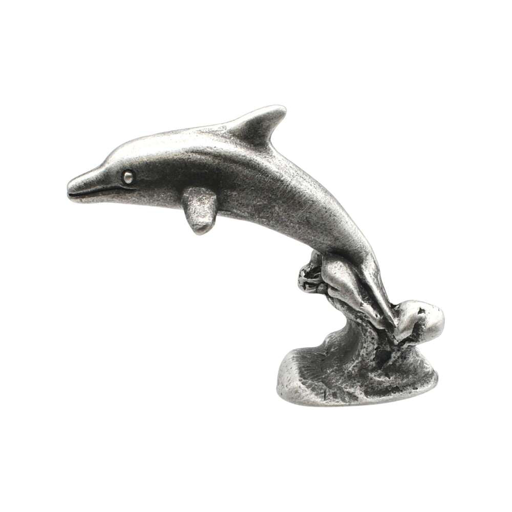 English made pewter dolphin on a wave figurine ornament – reverse view XCSORN066