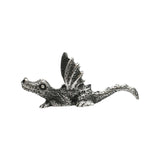 English made pewter laying dragon figurine ornament – resting dragon with raised wings and curved tail XCSORN068