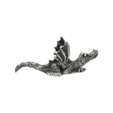 English made pewter laying dragon ornament – opposite side showing detailed wings and scaled body XCSORN068