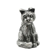 English made pewter small cat seated figurine ornament front view XCSORN069