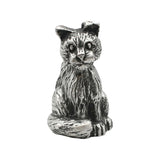 English made pewter small cat seated figurine ornament front view XCSORN069