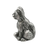 English made pewter small cat figurine ornament side view showing curled tail XCSORN069