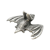English made pewter bat figurine ornament, rear view showing textured wings XCSORN070
