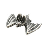 English made pewter bat figurine with wings spread wide, front view XCSORN070
