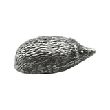 English made pewter hedgehog figurine ornament with textured spines, side profile XCSORN071