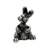 English made pewter Cute Rabbit figurine ornament sitting upright with long ears front view XCSORN073