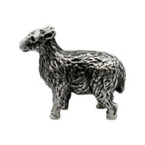 English made pewter farm yard sheep ornament side profile, detailed wool texture XCSORN074