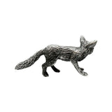 English made pewter fox figurine ornament with pointed ears and textured tail – opposite view XCSORN078