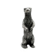 English made pewter standing meerkat figurine ornament with paws held in front, front view XCSORN079