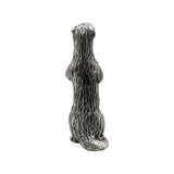 English made pewter meerkat figurine ornament rear view showing textured fur and tail XCSORN079