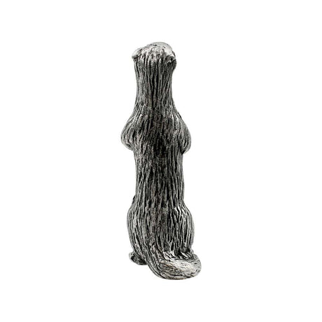 English made pewter meerkat figurine ornament rear view showing textured fur and tail XCSORN079