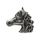 English made pewter traditional horse head bust figurine ornament with flowing mane, left profile XCSORN081