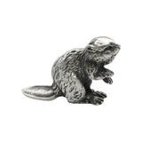 English-made pewter beaver figurine ornament with front paws raised and flat tail – first view XCSORN084