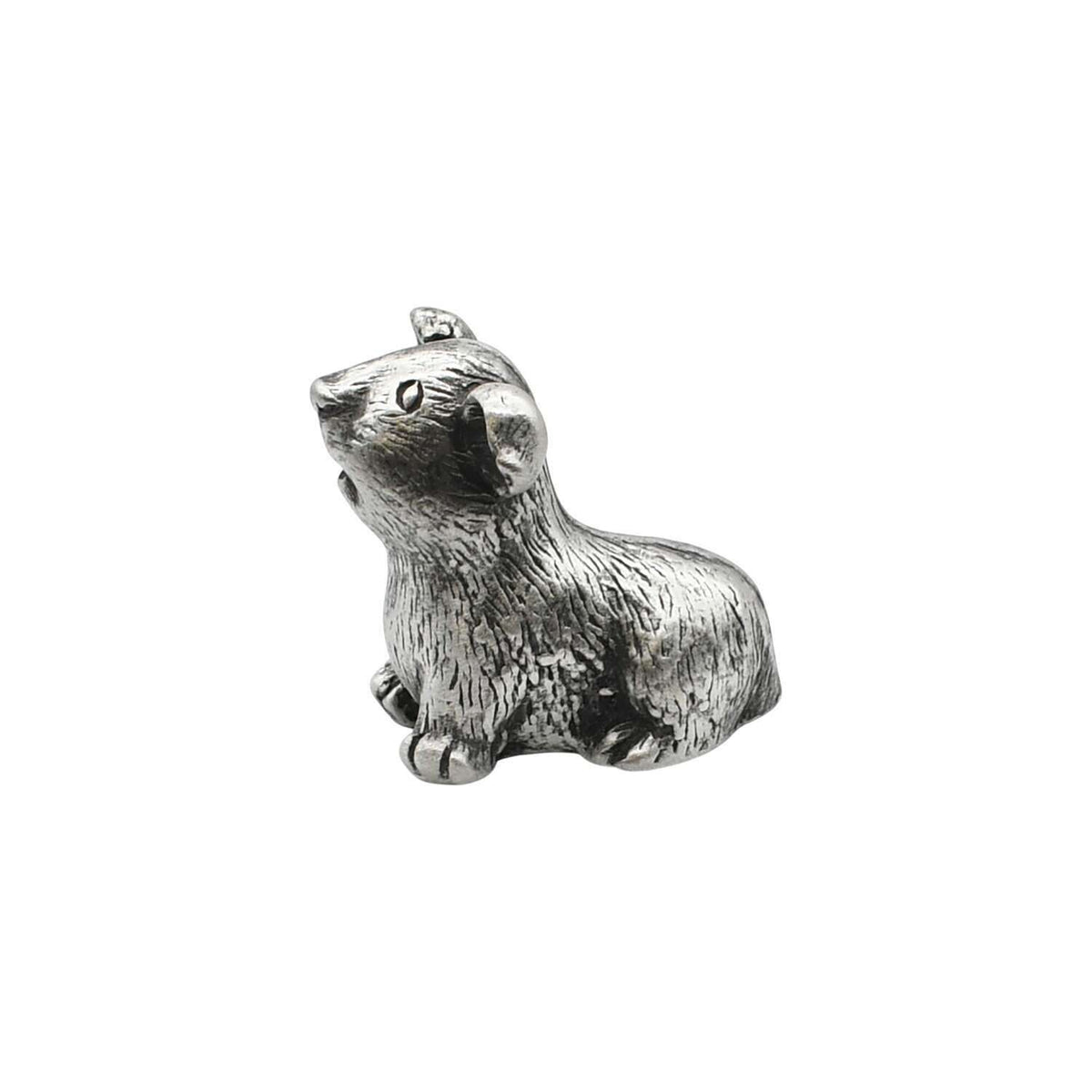 English made pewter guinea pig figurine ornament with rounded ears and textured fur – first view XCSORN085
