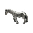 English made pewter Shire Horse figurine ornament with detailed coat, lowered head and feathered hooves first profile XCSORN086